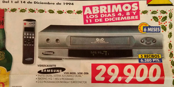 Precio VHS en pesetas